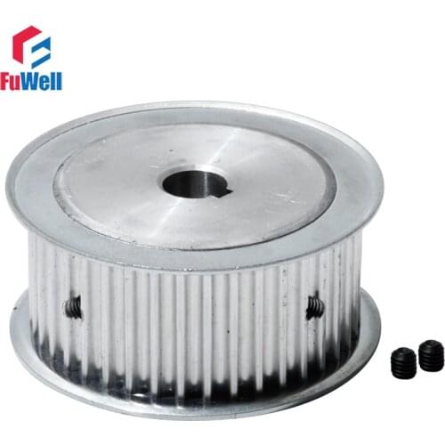 HTD5M-48T Timing Pulley 27mm Width Transmission Pulley Keyway Type 14/15/19/20/25mm Bore 48Teeth Aluminum Alloy Toothed Pulley