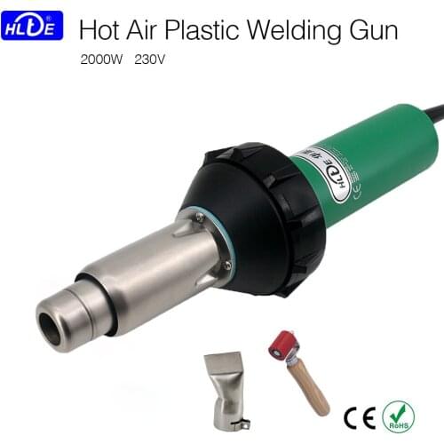 HLTE 230V 2000W Hot Air Plastic Welding Gun Welding Tools with 40mm flat welding nozzle 40mm silicone hand pressure roller