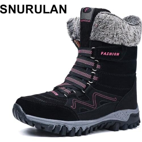 SNURULAN New arrival winter snow boots fashion suede leather women warm ankle boots boots ShoesE026