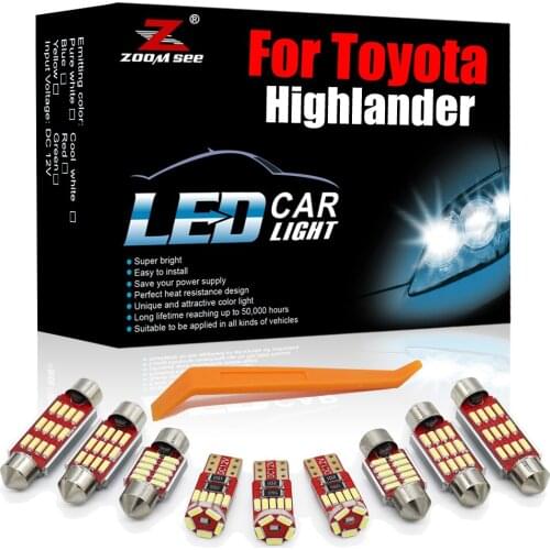 Advanced 12-24V White Canbus LED Interior Kit For Toyota Highlander Kluger 2001-2020 Vehicle Car Bulb Courtesy Door Lamp Light