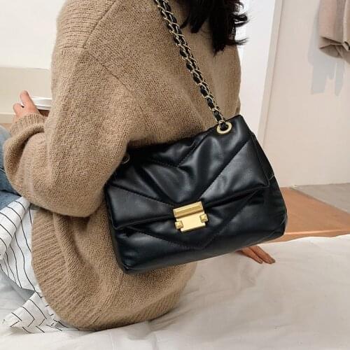 Vintage 2020 Fashion New Soft PU Leather Womens Designer Handbag Small Chain Shoulder Crossbody Bag Branded Clutch Handbag