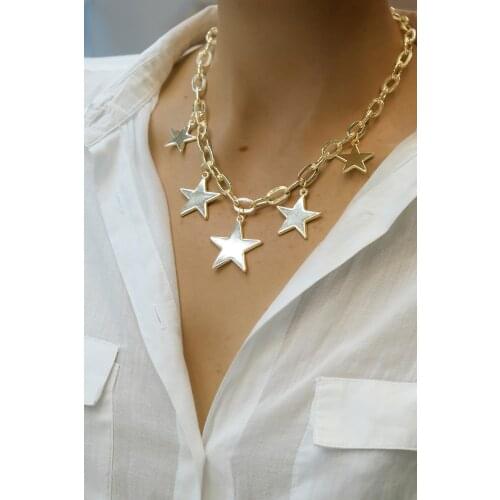 Marjin For Woman Necklace Star Figured Gold Colored Thick Chain Necklace Jewelry Gift Birthday Party Gift