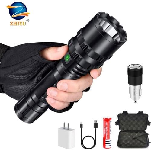 ZHIYU Rechargeable Tactical LED Flashlight 8000LM LED L2 Tactical Torch Super Bright Hunting Light Waterproof for 18650 Battery
