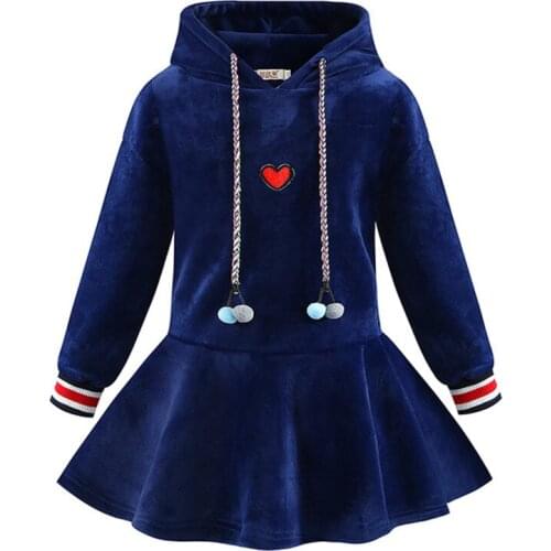Teenagers Girls Winter Warm Long Sleeve Velvet Party Dress New Years Eve Christmas Hoodies Dresses For Girl Childrens Costumes
