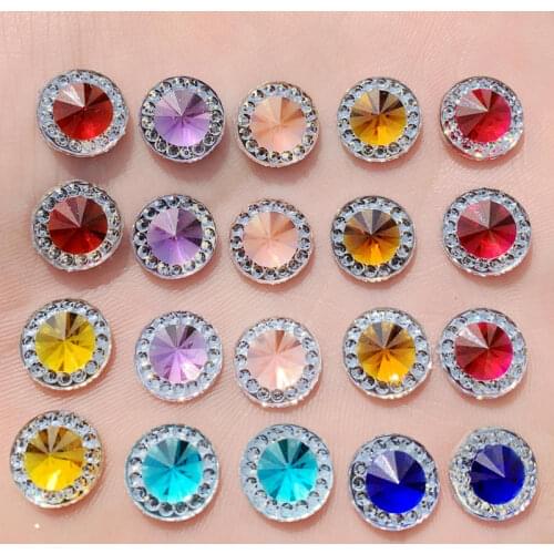 10mm Colorful Round Flat Back stones and crystal Resin Rhinestone trim Gems For Costume Button Crafts DIY 400PCS -A33*5