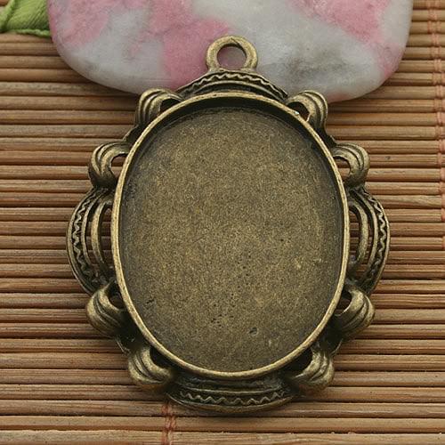 8pcs antiqued bronze oval rim cabochon settings/photo frame in 29x22mm h5083