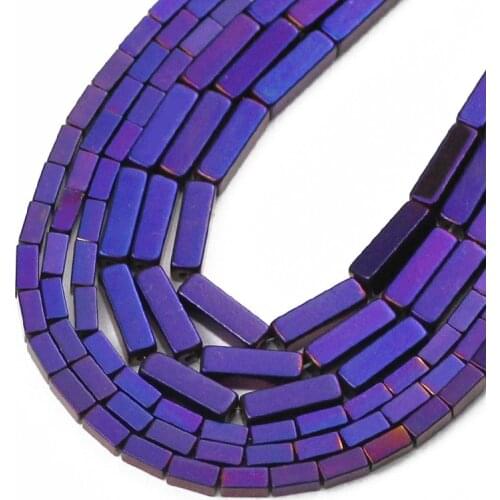 Rectangle Cuboid Purple Hematite Natural Stone Square Spacer Loose Beads For Jewelry Making Diy Bracelets Accessories 4/6/9MM