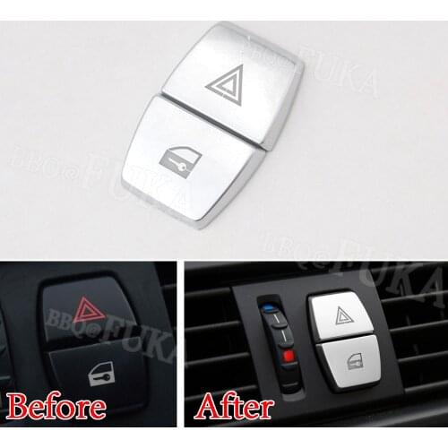 Car Warning Lamp Button Cover Trim emergency Light Button Cover Chrome ABS Decals For BMW 5 series GT F10 F07 2011-2017