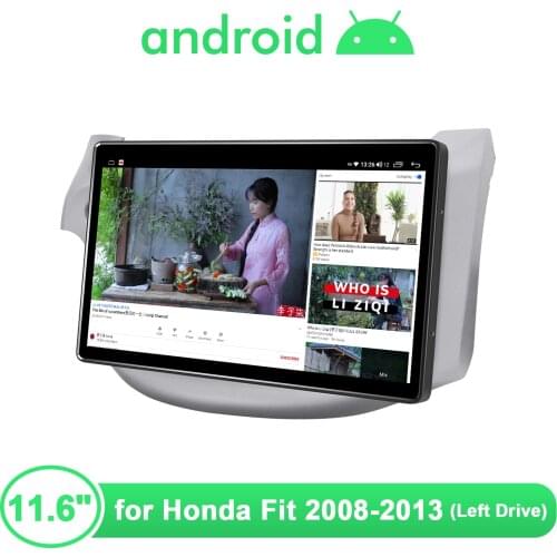 Car Radio Android 10 Central Multimedia 1DIN GPS Wireless Carplay 4G Head Unit For Honda Fit 2008-2013 With 11.6 Inch Big Screen