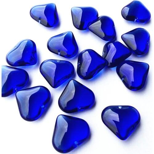 Free Shipping 200Pcs 22*22mm Blue Glass Crystal Heart Shape Smooth Beads For Crystal glass Chandelier Pendants