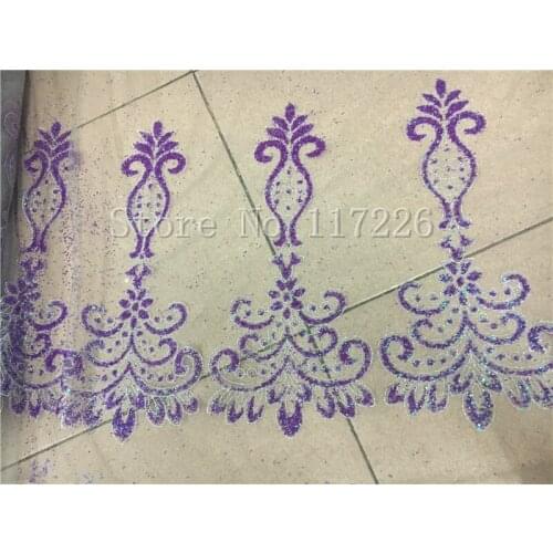 Shinny glitter mesh Lace Fabric JRB-41515 African purple glitter Lace fabric trim with silver mesh High Quality
