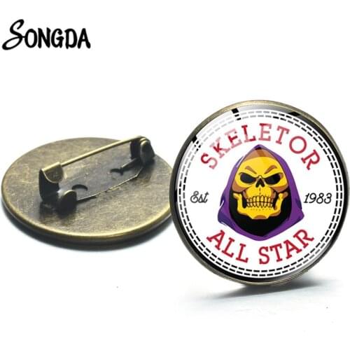 Yellow Skull All Star Brooches Skeletor He-Man Masters of The Universe Backpack Hat Punk Badges Vintage Style Metal Pins