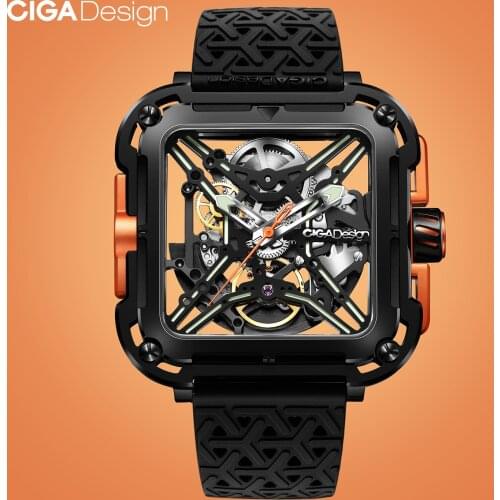 CIGA Design X Series Gorilla Stainless Steel Hollow Watch Automatic Mechanical Unique Wristwatch With Silicone And Nylon Strap