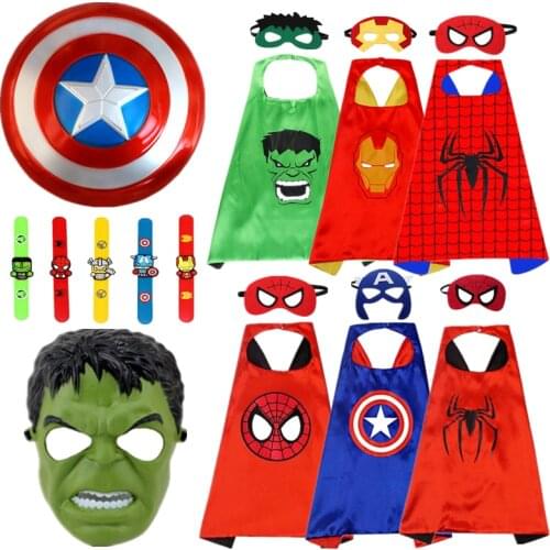 Halloween Child Superhero Spiderman Hulk Cloak/bracelet/mask/launcher, Birthday Party Orgy Party Kids Role-playing Props