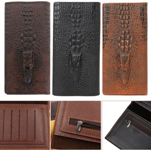 Mens 3D Alligator Wallet Bifold ID Card Holder Purse Case Long Clutch Billfold