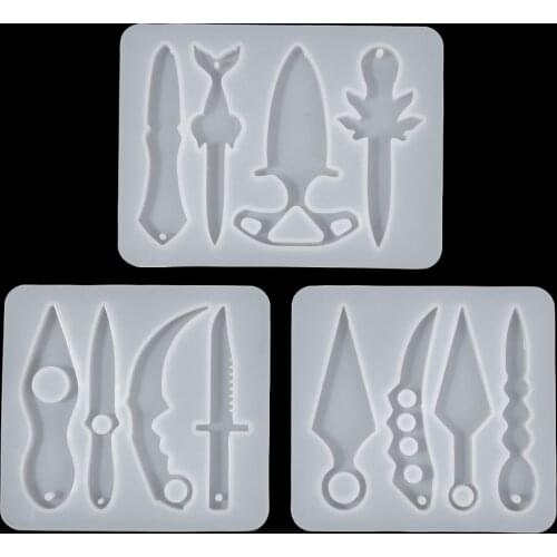 3 Types Shuriken Resin Molds Kunai Keychain Mold DIY Transparent Silicone Mold for Epoxy Pendant Craft Self-Defense Tools