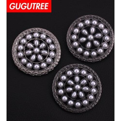 GUGUTREE brooch breastpin flower patch metal patches badges applique patches for clothing HH-49