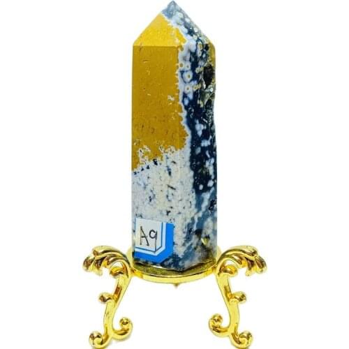 Hi-end Natural Marine Jasper Obelisk Dot Healing Crystal Chakra Stone Home Decor Christmas Gift