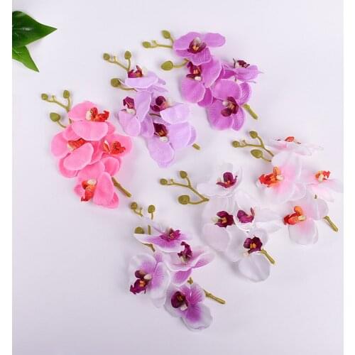 5pcs Artificial Flower Butterfly Flower Bouquet Wedding Home Decoration DIY Wreath Cymbidium Flower Artificial Plant