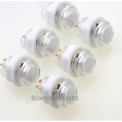 Arcade Games Push Button 6 Pcs/lot 24mm 5V LED Illuminated Button For Mini Table Top Arcade Machine & For Windows System - White