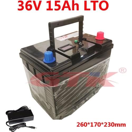 GTK LTO 36V 15Ah 30Ah Lithium Titanate Battery Pack 2.4v cells for 1000w backup power motocycle boat machine +Charger