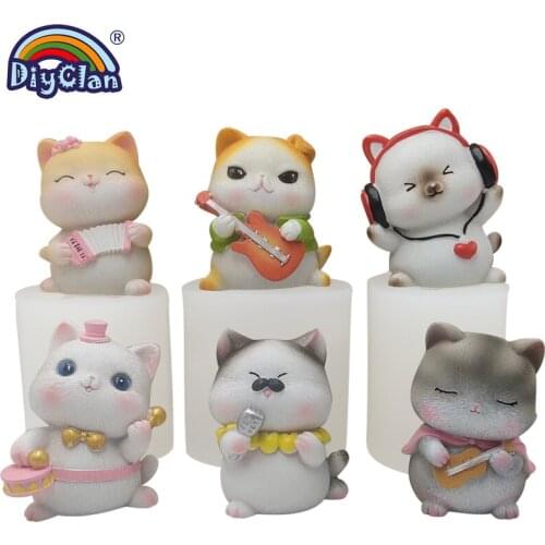 Band Cat Chocolate Soap Moule Silicon Mold Animal Plaster Resin Cake Decorating Tools Stampi In Silicone Party Decoration Baking