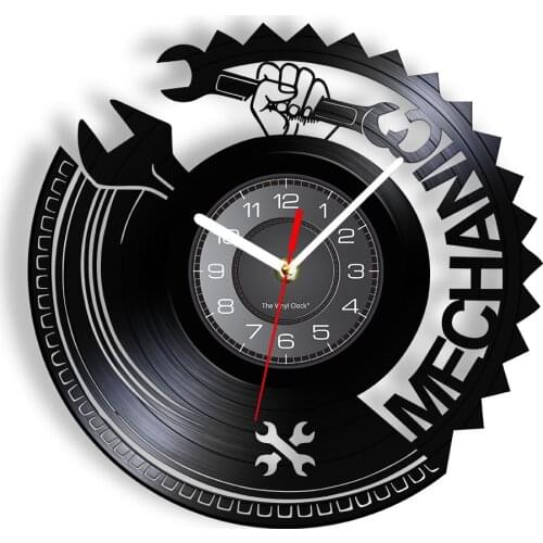Mechanic Tools Vintage Wall Time Watch Retro Re-purposed Handmade Rotate Vinyl Clock Modern Design Record Clock Timepieces