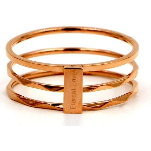 Fashion Hollow Love Eternal love Letter Three Layers Rings Women Rose Gold Color Stainless Steel Party Wedding Gift