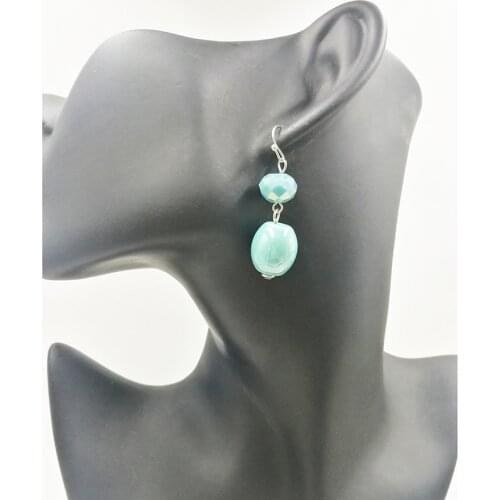 Fashion Earrings for Women Oval Ceramic Statement Stud Green Earrings Geometric Different Styles Female Christmas Jewelry