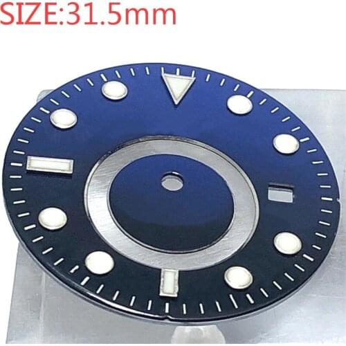 No BLIGER logo 31.5mm mens watch dial is suitable for Miyota-DG-2813-3804 cases automatic movement dials Drak blue