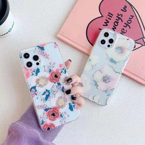 Gimfun Glitter Retro Floral Daisy Phone Case for iPhone 11 12 Mini Pro Max XS Max X XR 7 8 Plus Clear Laser Butterfly Soft Case