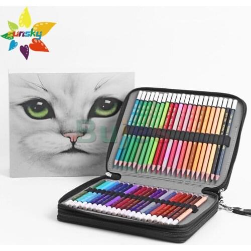 Newland 120 color Oil color lead painting pencil Professional Adult color pencil oily Hand drawing leather bag set art supplies