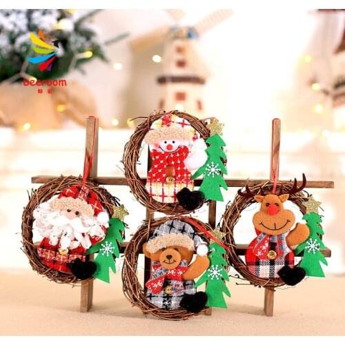 2020 New Year Christmas Decoration DIY Santa Claus Door Tree Wreaths Garland Window Wall Wreaths Pine Hanging Pendant Ornament