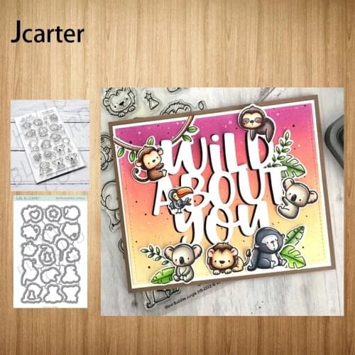 New Design Monkey Sloth Animals Metal Cutting Dies and Clear Stamps Craft Stencil Scrapbooking Album Paper Make Template Decor