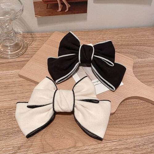 Autumn And Winter Small Fragrance Black And White Bow Hairpin Top Clip Hairpin All-match Hair Accessories Girl Headdress