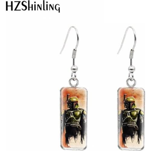 Star Wars Paintings Rectanglur Hook Earrings Glass Earrings Ear Accessories for Girls Gifts