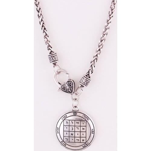 Wheat Link Chain Saturn Solomon Pentacle Pendant Pentacle Antique Silver Dropshipping