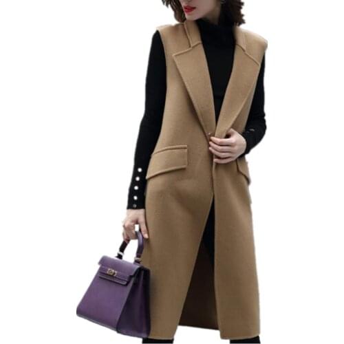 Plus size 6XL! autumn winter long woolen vest women slim warm ol sleeveless waistcoat