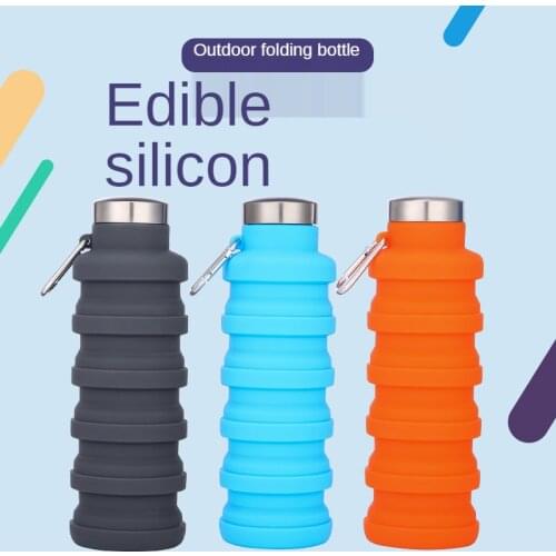 500ml Folding Cute Water Bottle Portable Eco Friendly Retractable Silicone Coffee Bottle Travel Drinking Sport Responds Kettle