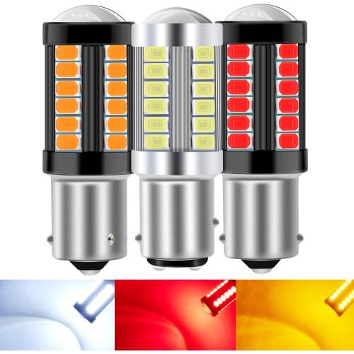 2PCS P21W LED 1156 BA15S PY21W BAU15S 1157 BAY15D P21/5W 33SMD Bulb T20 7443 W21/5W Lamp For Car Turn Signal Light Amber White