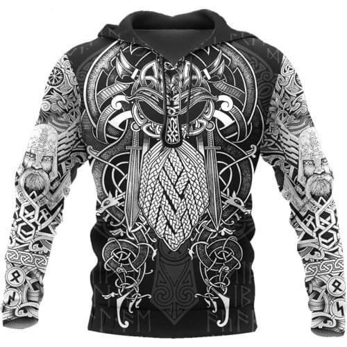 Vikings - The Raven Yellow of Odin Tattoo 3D Printed Hoodie Fashion Sweatshirt Harajuku Hip Hop hoodies Unisex Casual Jacket