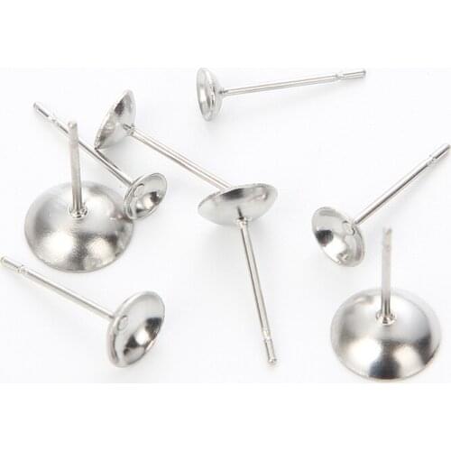 100pcs 4-8mm Stainless Steel Ears Needle Ear Pin For Jewelry Making DIY Earrings Blank Base Earrings Settings Findings Handmade