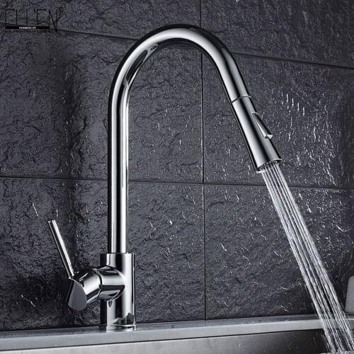 Vidric Kitchen Faucet Pull Out Kitchen Mixer Deck Mount Kitchen Sink Faucet Crane Cold Hot Water Torneira Cozinha Rotate Chrome