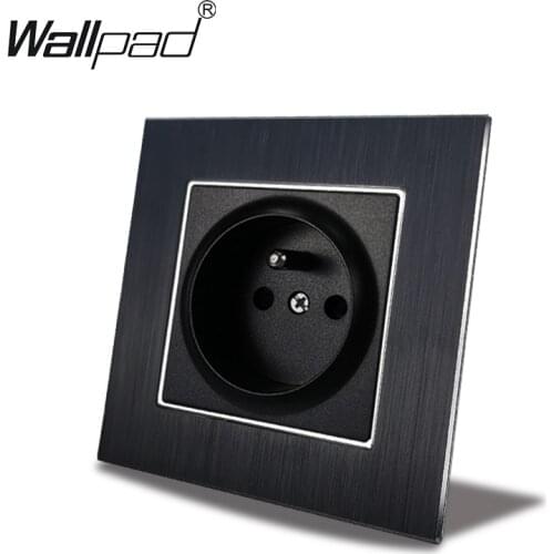 French EU Socket Wallpad 110V-240V AC Metal Chrome Plate 16A French Poland Electric Outlet Wall Plate with Clips