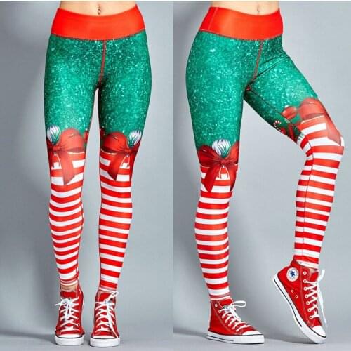 FNOCE 2020 new women leggings pants seamless fitness sportwear Christmas print high waist tight stretch slim causl elegant pants