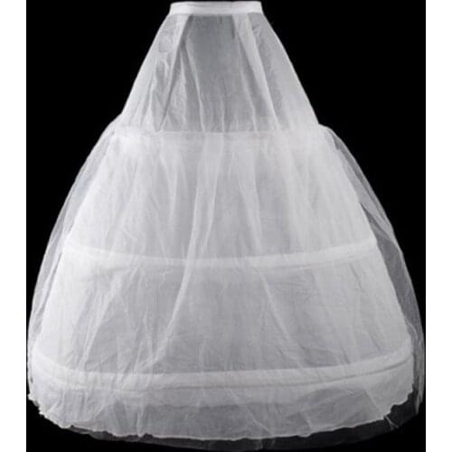 Womens 2 Layers Mesh 3 Hoops White Wedding Gridal Gown Dress Petticoat Elastic Waistband Drawstring A-Line Underskirt