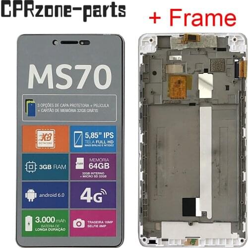 5.85" Black + Frame For Multilaser MS70 LCD Display with Touch Screen Digitizer Sensor Panel Assembly