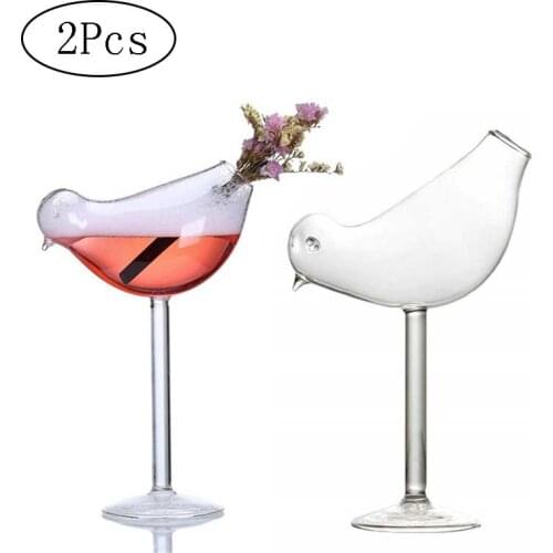 2Pcs/Set Bird Champagne Glass Creative Molecular Smoked Cocktail Goblet Glasses Party Bar Drinking Cup Wine Juice Cup 150ml