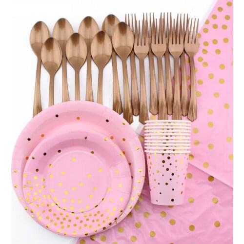 Thickening Bronzing Dots Pink Paper Towels Wedding Birthday Party Decorations Party Supplies Theme Activities