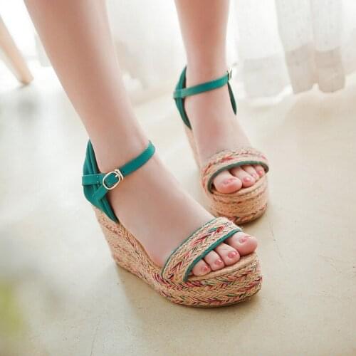 AGODOR summer womens wedges sandal platforms high heels shoes 2020 ankle strap open toe floral ladies sandals Espadril wedges